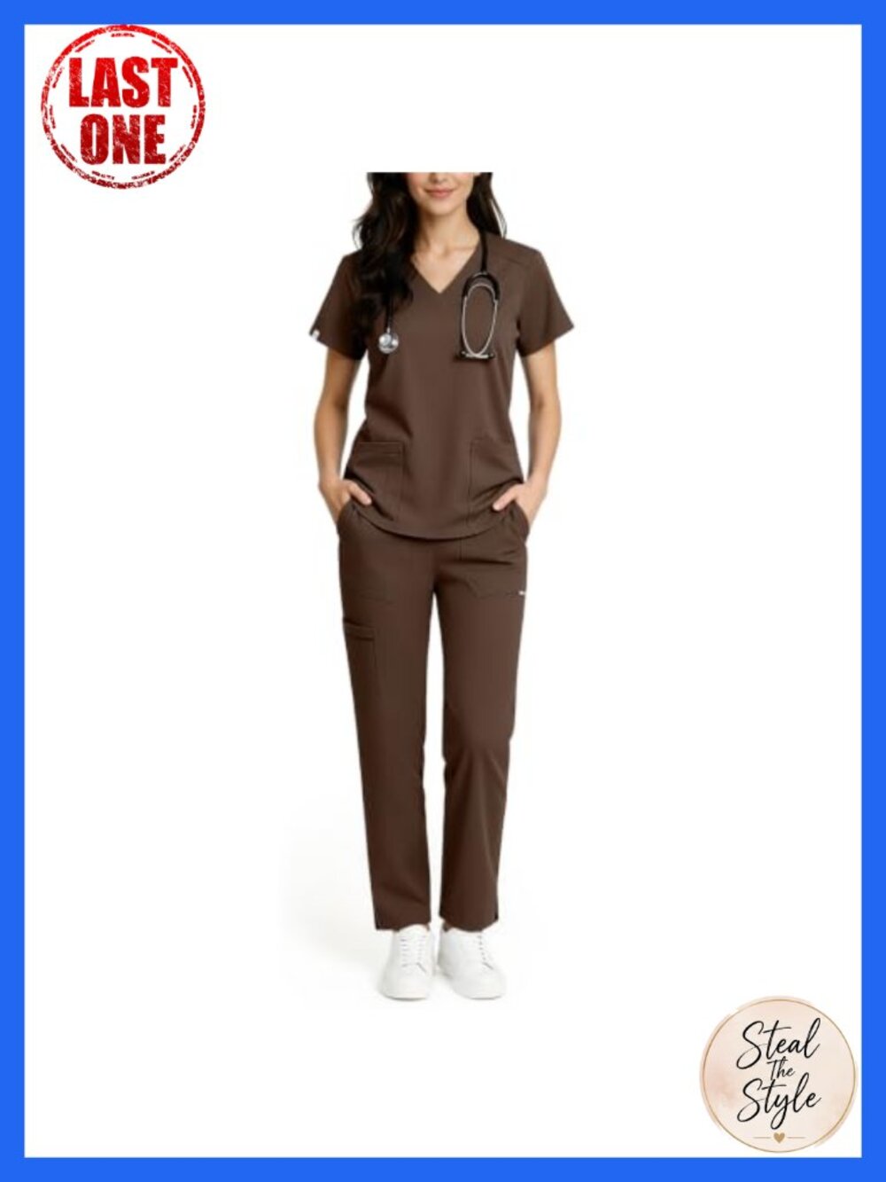 Women's Scrub Set V-Neck Top Straight Leg Pants Medical Uniform